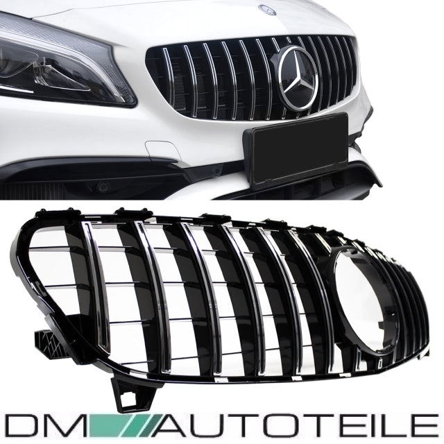 Sport -Panamericana GT Facelift Kühlergrill Chrom Schwarz passend für Mercedes A-Klasse W176 Mopf 2015-2019
