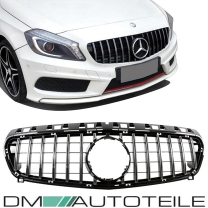 Sport Kühlergrill für Panamericana GT Schwarz Chrom passt für Mercedes A-Klasse W176 Vorfacelift 12-15
