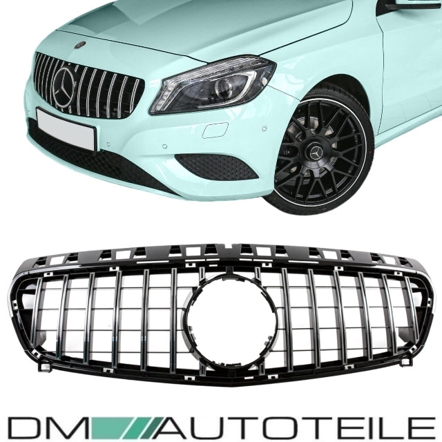 Sport Kühlergrill für Panamericana GT Schwarz Chrom passt für Mercedes A-Klasse W176 Vorfacelift 12-15