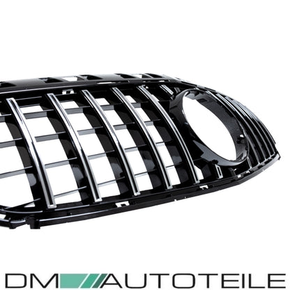 Set Sport Kühlergrill für Panamericana GT Schwarz Chrom +Stern passt für Mercedes A-Klasse W176 Vorfacelift 12-15