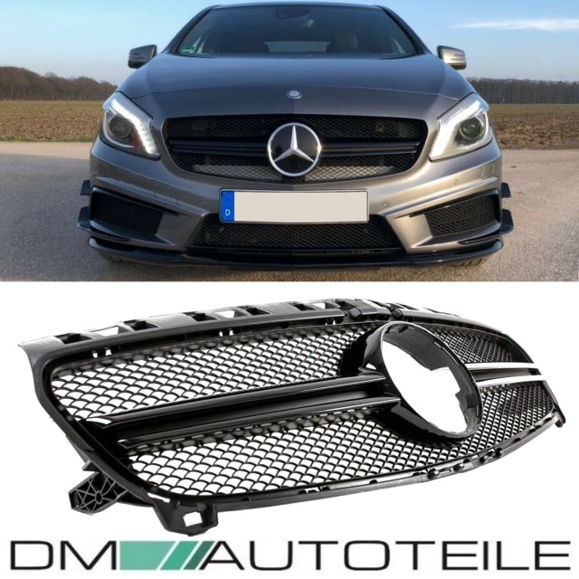 Sport Kühlergrill Schwarz Glanz passt für Mercedes A-Klasse W176 ab 13-15 nicht für AMG 45