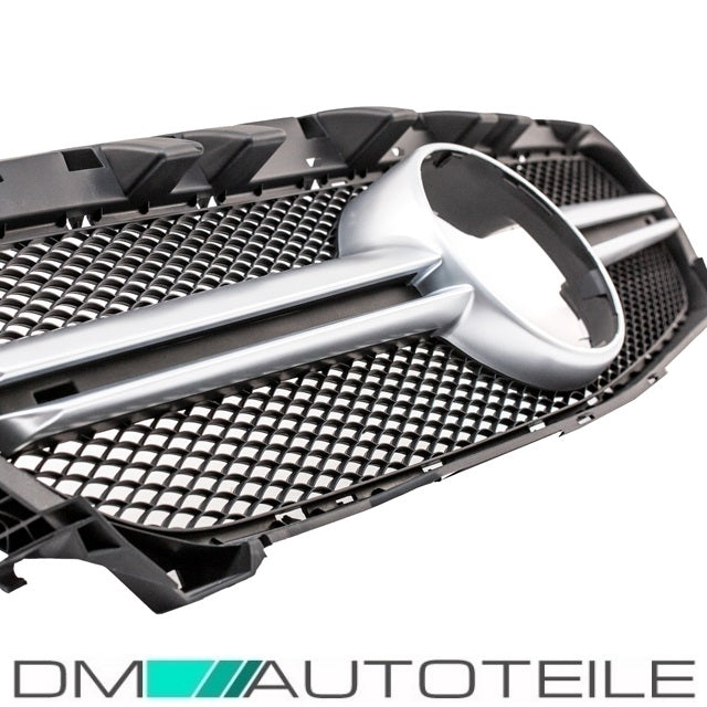 Sport Kühlergrill Schwarz Silber Wabendesign passt für Mercedes CLA W117 außer AMG 45 Bj 14-16