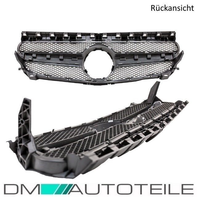 Sport Kühlergrill Schwarz Silber Wabendesign passt für Mercedes CLA W117 außer AMG 45 Bj 14-16