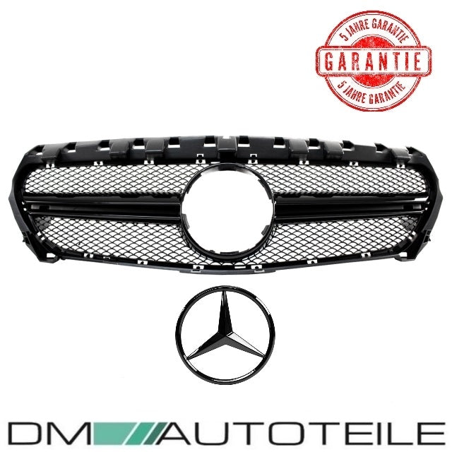 Set Kühlergrill Schwarz Glanz +Stern lackiert passt für Mercedes W117 CLA auch AMG 45 Bj 13-16