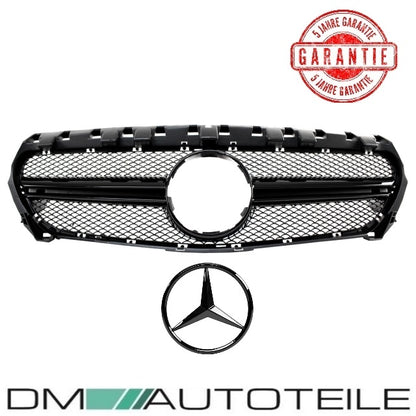 Set Kühlergrill Schwarz Glanz +Stern lackiert passt für Mercedes W117 CLA auch AMG 45 Bj 13-16