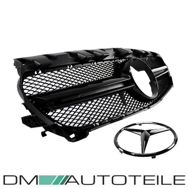 Set Kühlergrill Schwarz Glanz +Stern lackiert passt für Mercedes W117 CLA auch AMG 45 Bj 13-16