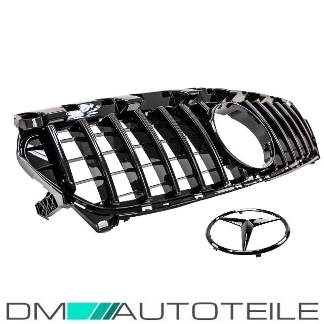 Set Sport-Kühlergrill für Panamericana GT schwarz glanz + Stern lackiert passt für Mercedes W117 CLA Bj 13-16 auch A45