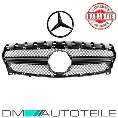 Sport Kühlergrill Schwarz Glanz +Stern lackiert passt für Mercedes W117 C117 CLA Mopf nicht 45 AMG ab 2016