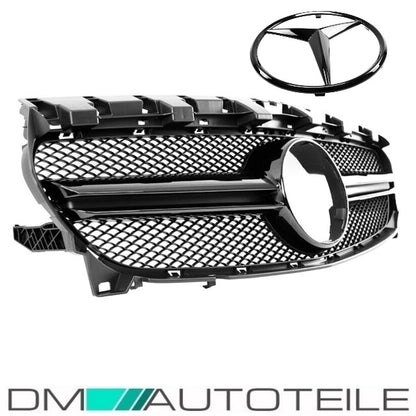 Sport Kühlergrill Schwarz Glanz +Stern lackiert passt für Mercedes W117 C117 CLA Mopf nicht 45 AMG ab 2016