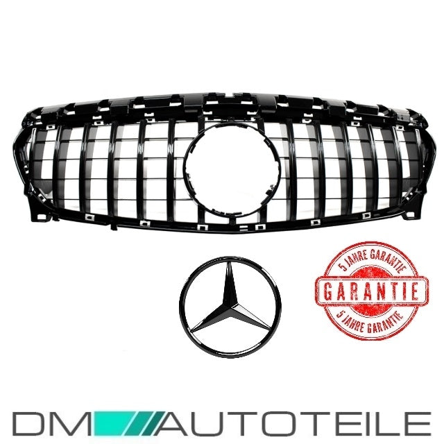 Set Sport-Kühlergrill für Panamericana GT schwarz glanz + Stern lackiert passend für Mercedes CLA W117 AMG ab 2017 (Mopf)