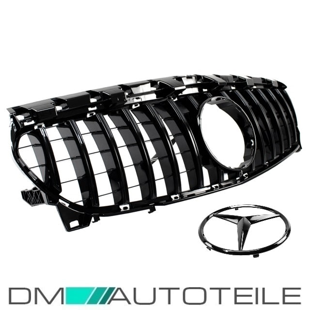 Set Sport-Kühlergrill für Panamericana GT schwarz glanz + Stern lackiert passend für Mercedes CLA W117 AMG ab 2017 (Mopf)