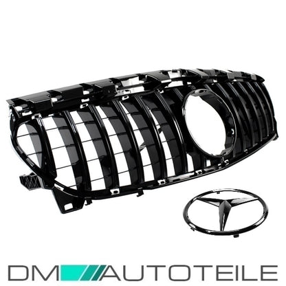 Set Sport-Kühlergrill für Panamericana GT schwarz glanz + Stern lackiert passend für Mercedes CLA W117 AMG ab 2017 (Mopf)