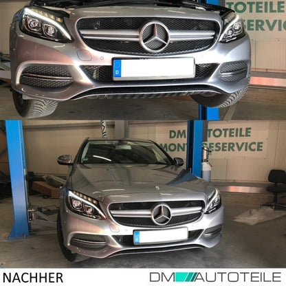 Wabendesign Kühlergrill Silber passt für Mercedes W205 C-Klasse nicht C63 AMG bj 14-18 ohne Kamera