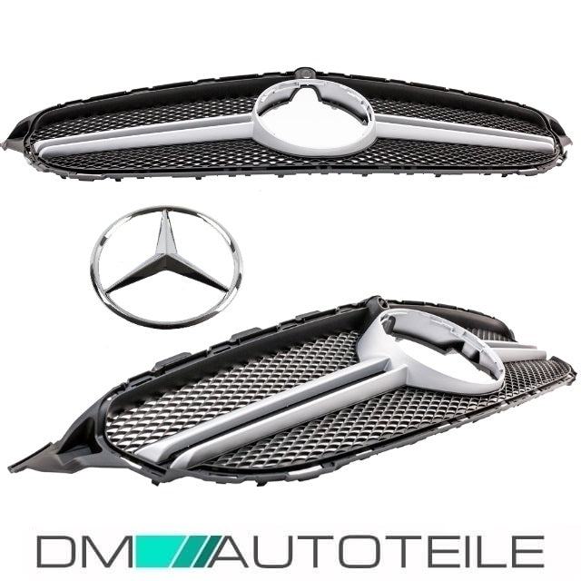 Set Kühlergrill Silber +Stern passt für Mercedes W205 C-Klasse nicht C63 AMG +Kamera 14-18