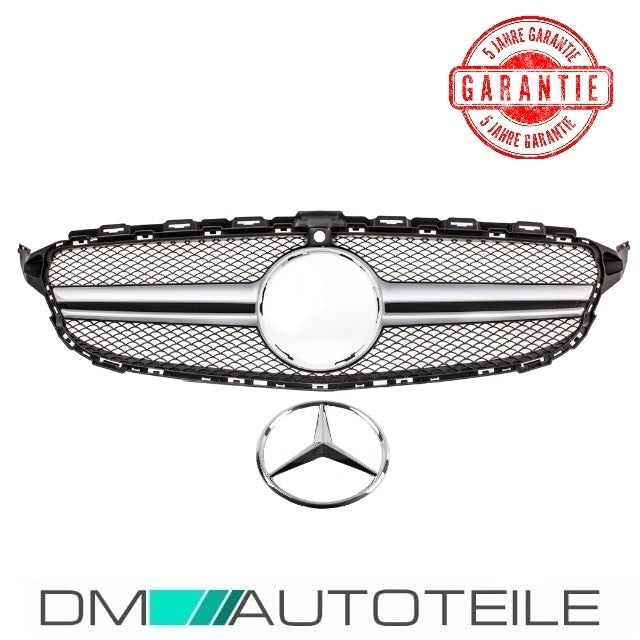 Set Kühlergrill Silber +Stern passt für Mercedes W205 C-Klasse nicht C63 AMG +Kamera 14-18