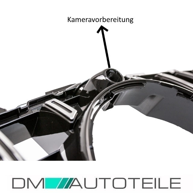 Sport-Panamerica GT Kühlergrill Schwarz Chrom passt für Mercedes C-Klasse W205 14-18 + 360° Kamera