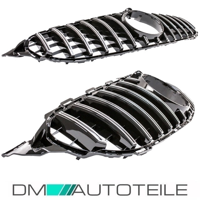 Sport-Panamerica GT Kühlergrill Schwarz Chrom passt für Mercedes C-Klasse W205 14-18 + 360° Kamera