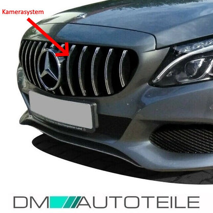 Sport-Panamerica GT Kühlergrill Schwarz Chrom +Stern passt für Mercedes C-Klasse W205 14-18 für Kamera