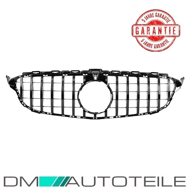 Sport-Kühlergrill für Panamericana GT Grill Schwarz Glanz mit Kamera passt für Mercedes C-Klasse W205 S205 bj.14-18