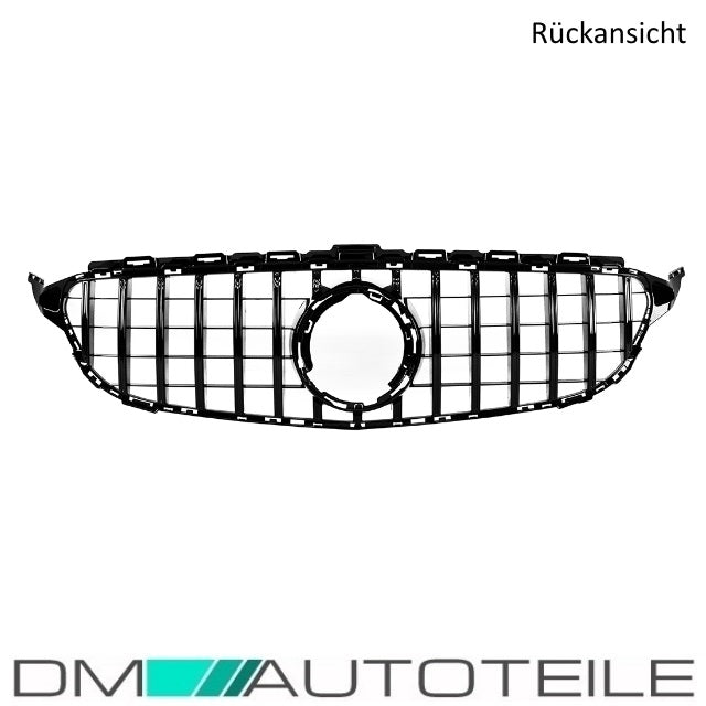 Sport-Kühlergrill für Panamericana GT Grill Schwarz Glanz mit Kamera passt für Mercedes C-Klasse W205 S205 bj.14-18