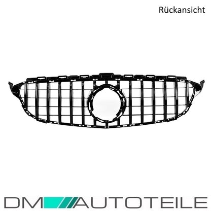 Sport-Kühlergrill für Panamericana GT Grill Schwarz Glanz mit Kamera passt für Mercedes C-Klasse W205 S205 bj.14-18