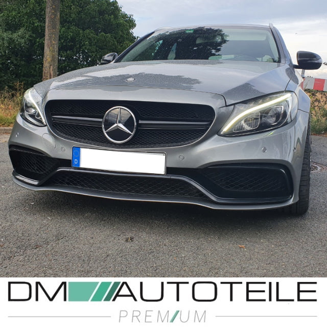 Facelift Kühlergrill Schwarz passt für Mercedes C-Klasse W205 S205 auch AMG Mopf ab 2018 +Kamera