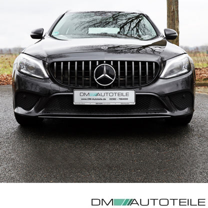 Sport-Kühlergrill für Panamericana GT Schwarz Chrom passt für Mercedes C-Klasse W205 S205 Mopf ab 2018