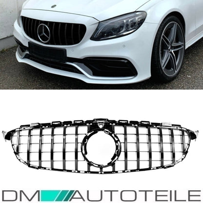 Sport-Panamericana GT Facelift Kühlergrill Schwarz Glanz passt für Mercedes C-Klasse W205 S205 Mopf ab 2018 +Kamera