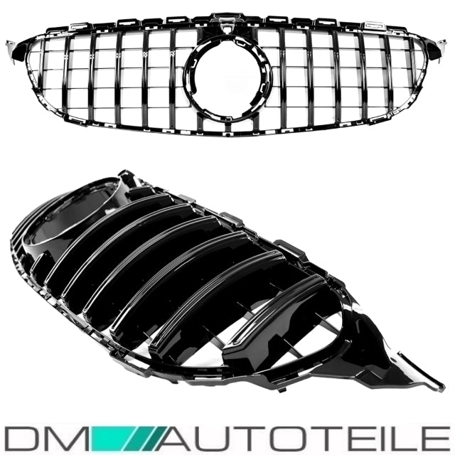 Sport-Panamericana GT Facelift Kühlergrill Schwarz Glanz passt für Mercedes C-Klasse W205 S205 Mopf ab 2018 +Kamera