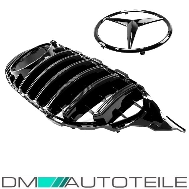 Set Sport-Panamericana GT Facelift Kühlergrill Schwarz Glanz +Stern lackiert passt für Mercedes C-Klasse W205 S205 Mopf ab...