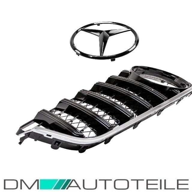 Sport-Kühlergrill für Panamericana GT Schwarz Glanz+ Stern lackiert passt für Mercedes E-Klasse Coupe Cabrio W207 ab Bj 09-13