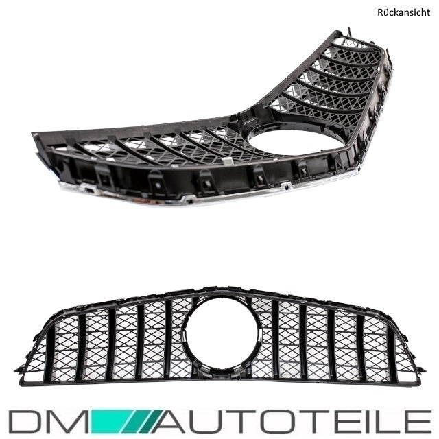 Sport-Kühlergrill für Panamericana GT Schwarz Glanz+ Stern lackiert passt für Mercedes E-Klasse Coupe Cabrio W207 ab Bj 09-13
