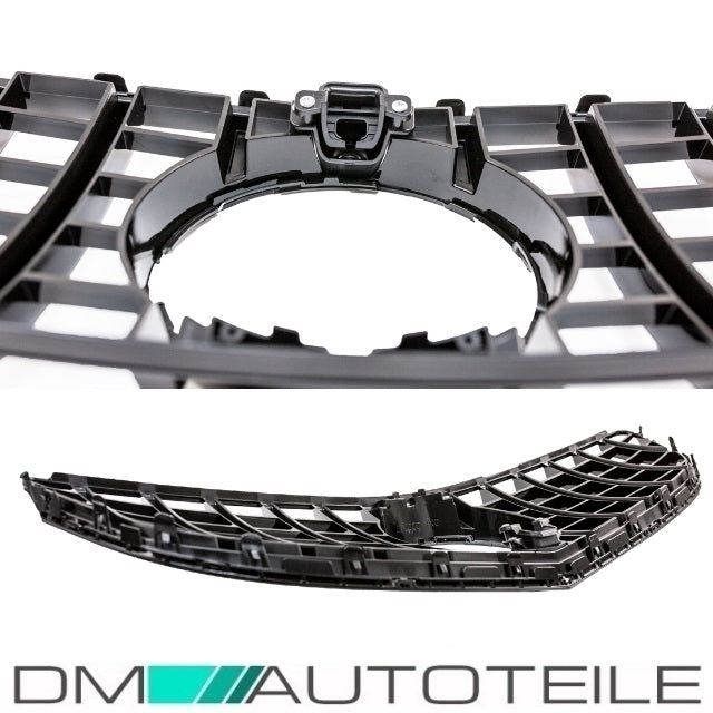 Set Sport-Kühlergrill für Panamericana GT Schwarz Glanz +Stern lackiert passend für Mercedes E C207 A207 Mopf 13-17