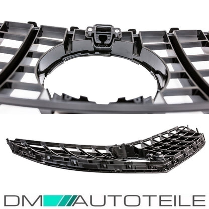 Set Sport-Kühlergrill für Panamericana GT Schwarz Glanz +Stern lackiert passend für Mercedes E C207 A207 Mopf 13-17
