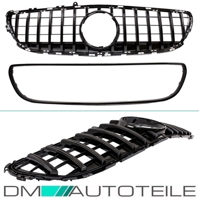 Sport-Kühlergrill für Panamericana GT Schwarz glanz passt für Mercedes W218 CLS Mopf Bj 2014-2018 ohne Kamera