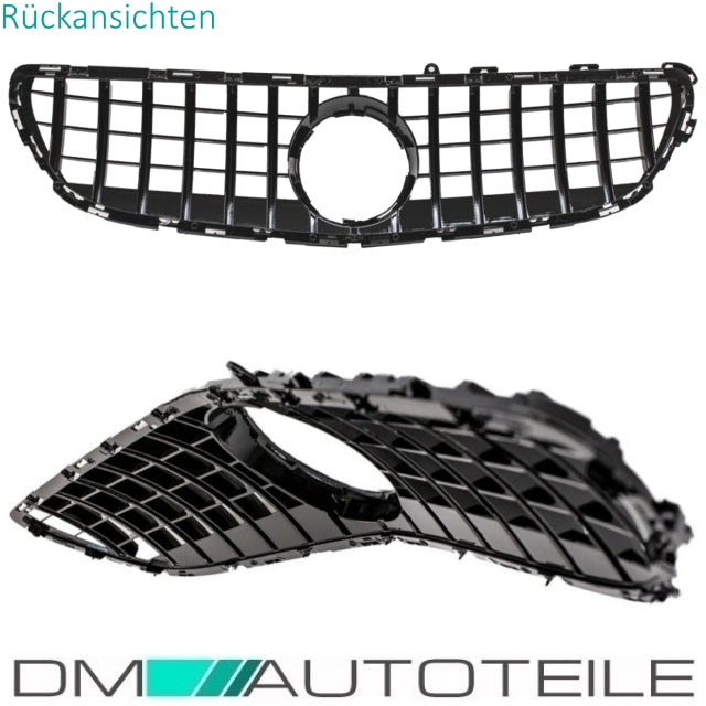 Sport-Kühlergrill für Panamericana GT Schwarz glanz passt für Mercedes W218 CLS Mopf Bj 2014-2018 ohne Kamera