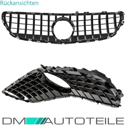 Sport-Kühlergrill für Panamericana GT Schwarz glanz passt für Mercedes W218 CLS Mopf Bj 2014-2018 ohne Kamera