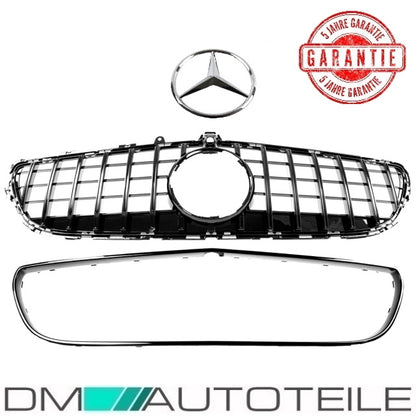 Set Sport-Kühlergrill für Panamericana GT Schwarz Chrom +Stern passt für Mercedes W218 CLS + Kamera 14-18