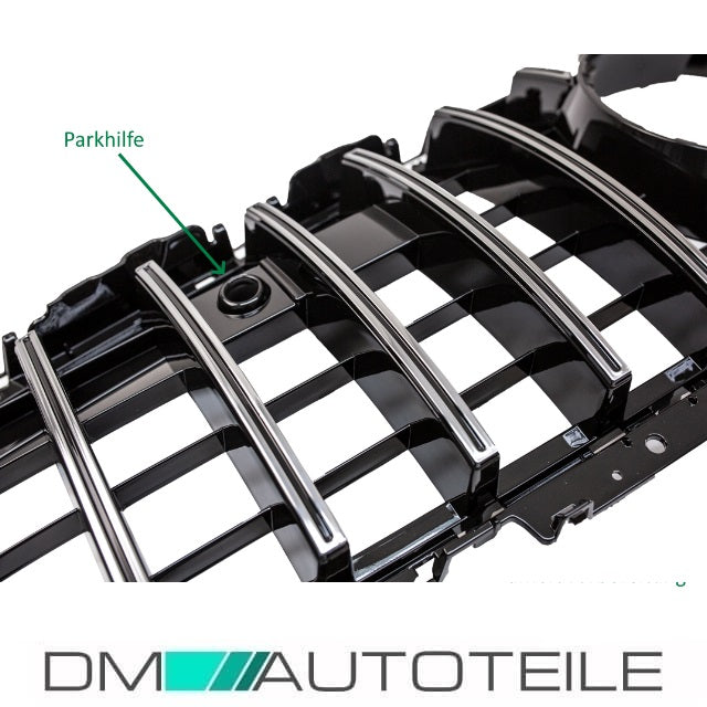 Set Sport-Kühlergrill für Panamericana GT Chrom +Stern passt für Mercedes C257 CLS Bj ab 2018 auch Kamera