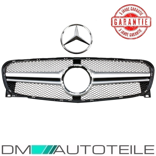 Sport Kühlergrill Silber Alu Matt +Stern passt für Mercedes GLA X156 ab 13-16 nicht AMG 45