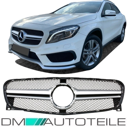 Sport Kühlergrill Silber Alu Matt +Stern passt für Mercedes GLA X156 ab 13-16 nicht AMG 45