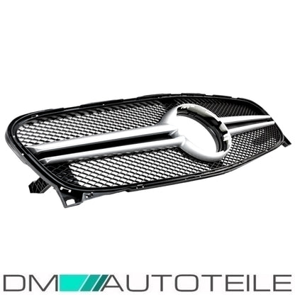 Sport Kühlergrill Silber Alu Matt +Stern passt für Mercedes GLA X156 ab 13-16 nicht AMG 45