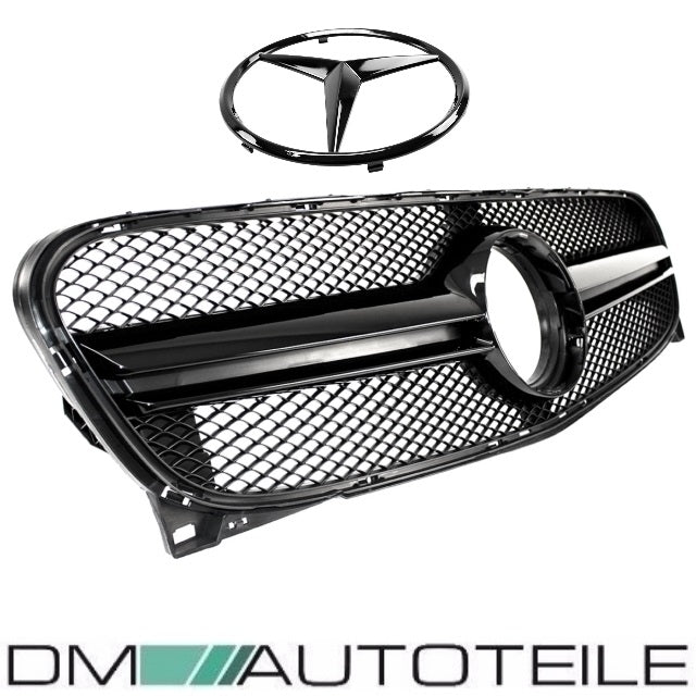 Set Kühlergrill Schwarz Glanz +Stern passt für Mercedes GLA X156 nicht GLA 45 AMG Bj 13-16
