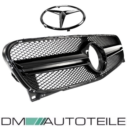 Set Kühlergrill Schwarz Glanz +Stern passt für Mercedes GLA X156 nicht GLA 45 AMG Bj 13-16