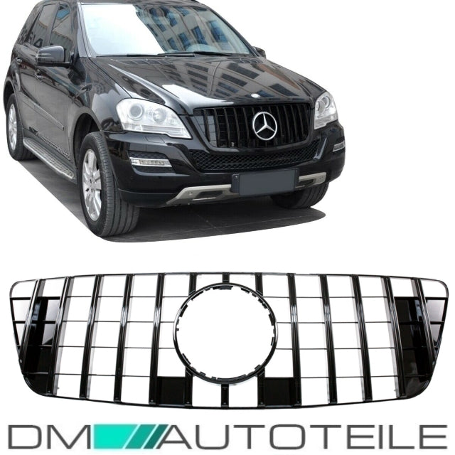 Sport-Kühlergrill für Panamericana GT Schwarz glanz passt für Mercedes ML W164 ab 09-11 Mopf Facelift