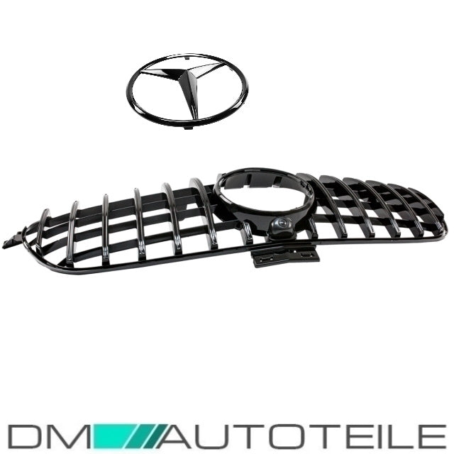 Set Sport-Kühlergrill für Panamericana GT Schwarz glänzend +Stern passt für Mercedes GLE C292 Coupe ab 15-19