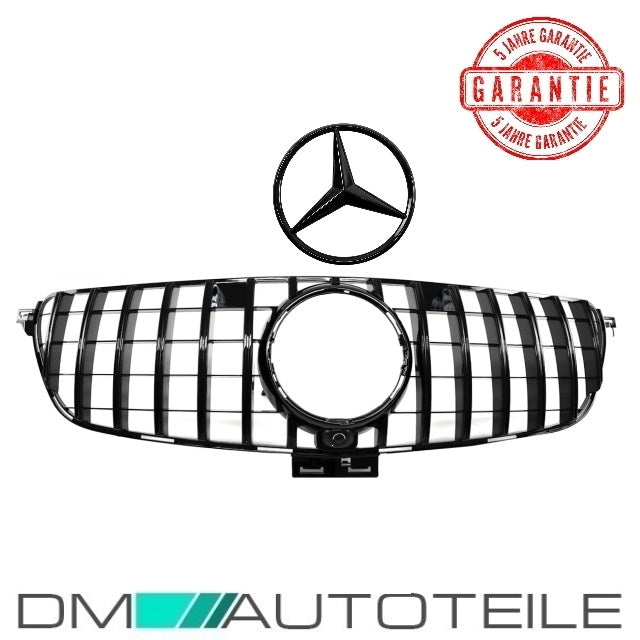 Sport-Kühlergrill für Panamericana GT Schwarz glanz für Kamera +Stern  passt für Mercedes M-Klasse W166 GLE Bj ab 2015