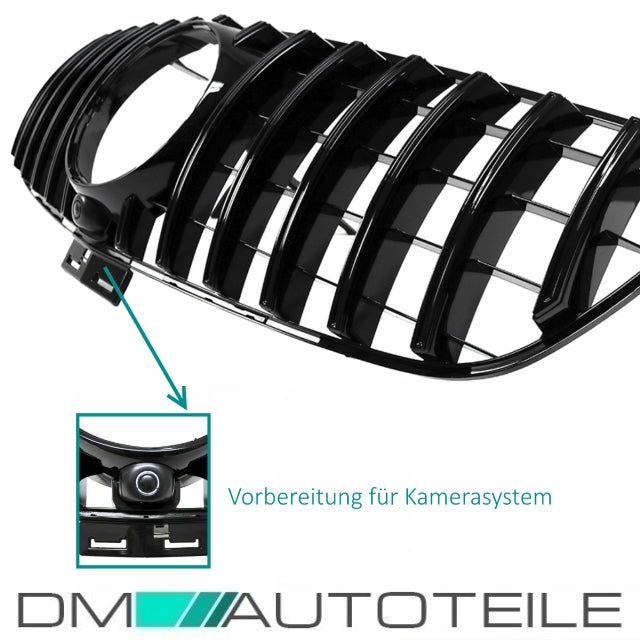 Sport-Kühlergrill für Panamericana GT Schwarz glanz für Kamera +Stern  passt für Mercedes M-Klasse W166 GLE Bj ab 2015