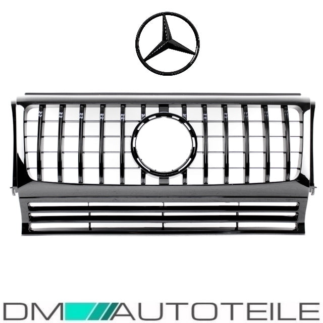 Set Sport-Kühlergrill für Panamericana GT Schwarz glanz + Stern passt für Mercedes G-Klasse W463 Bj 1990-2018