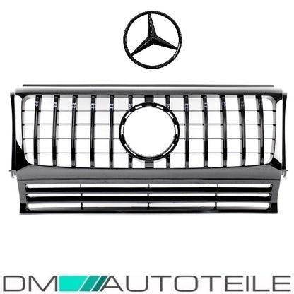 Set Sport-Kühlergrill für Panamericana GT Schwarz glanz + Stern passt für Mercedes G-Klasse W463 Bj 1990-2018